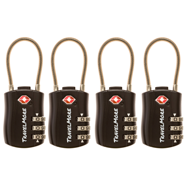 TSA Approved Luggage Locks, Ultra-Secure dimple Key Travel Locks Black 4 Pack