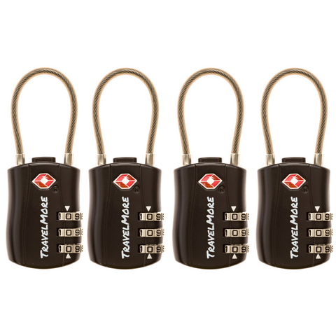 4 Pack Luggage Lock - Black TSA Approved Travel Locks