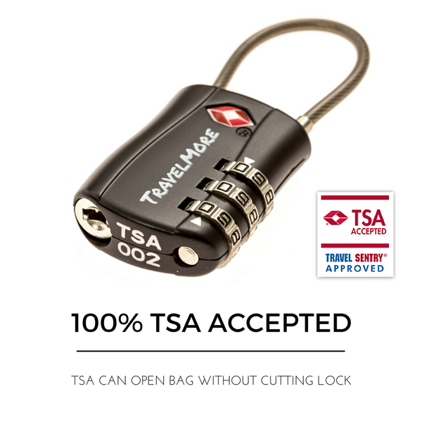2 Pack TSA Travel Cable Luggage Lock - 2 Black Locks