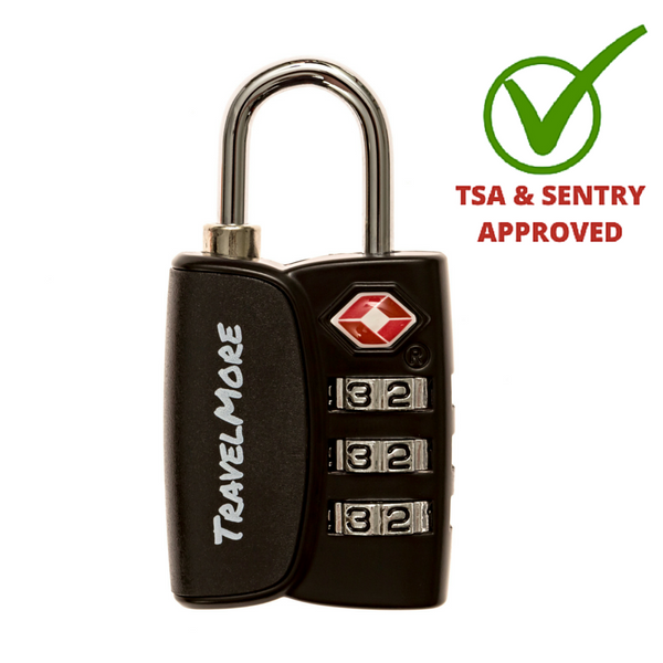 3 Pack TSA Luggage Lock With Search Alert - 3 Black Travel Locks