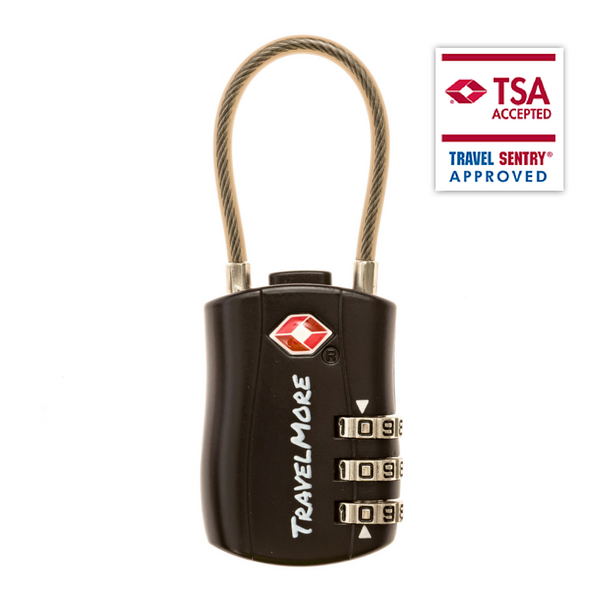 6 Pack Cable Luggage Lock - Black TSA Certified Travel Locks