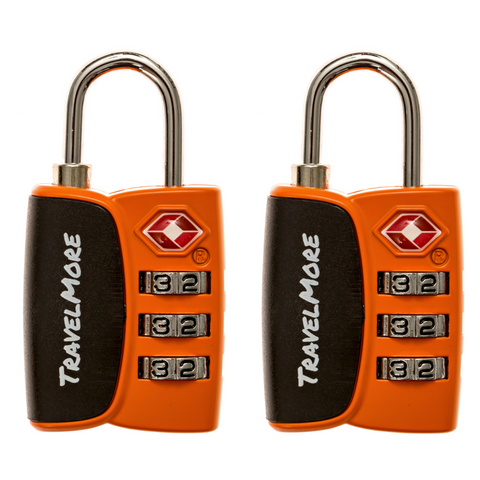 2 Pack TSA Luggage Lock With Search Indicator - 2 Orange Travel Locks