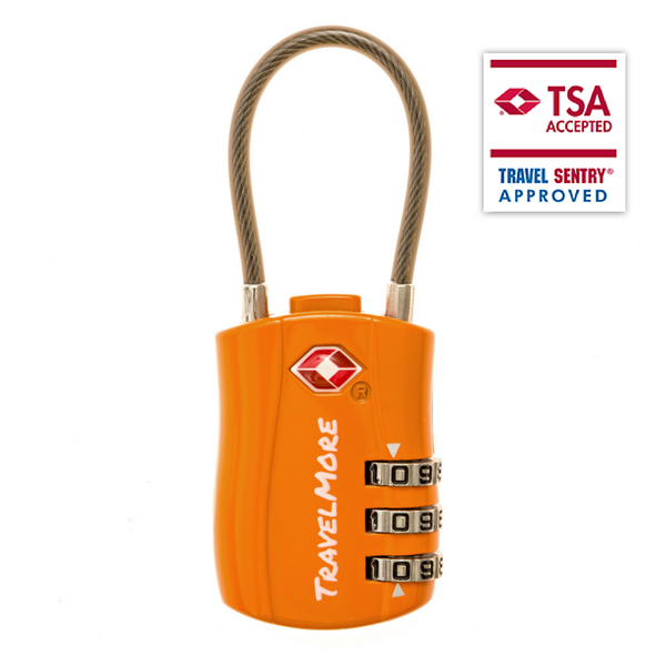 6 Pack TSA Travel Cable Luggage Lock - 6 Orange TSA Locks